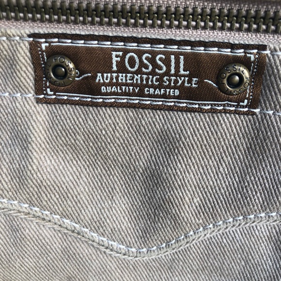 #Vintage Fossil Khaki #Canvas Messenger Bag with Floral & Khaki Interior - Picture 3 of 16